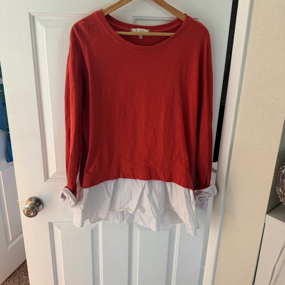 Anthropologie Eri + Ali Sweatshirt with Collared shirt trim - Picture 2 of 7